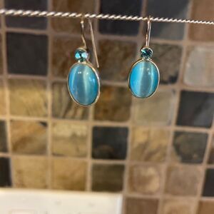 Sterling Blue Tigers Eye Earrings